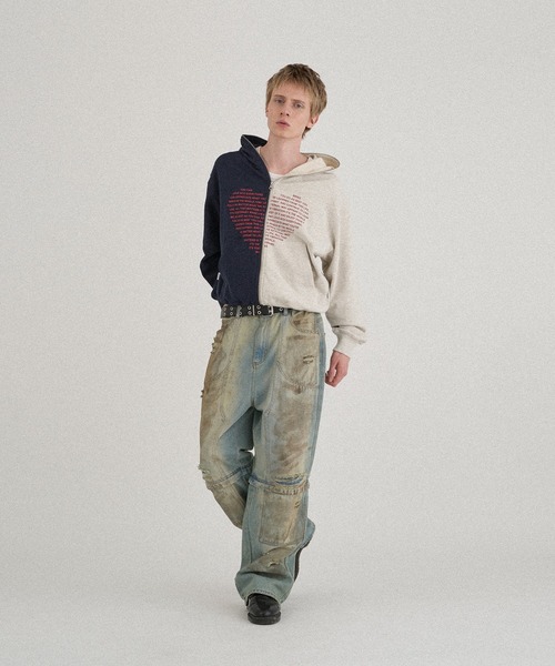 「WISH FOR EVER」 ジップアップパーカー LARGE ブラック メンズ_画像3