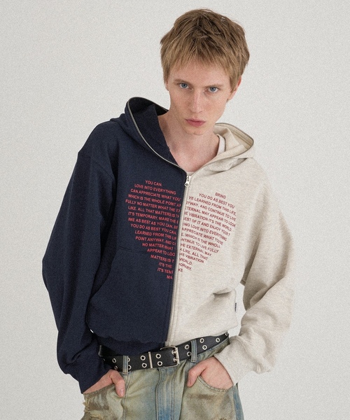 「WISH FOR EVER」 ジップアップパーカー LARGE ブラック メンズ_画像4