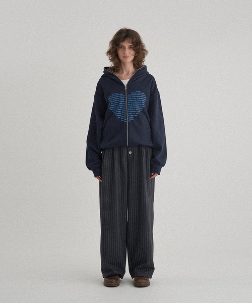 「WISH FOR EVER」 ジップアップパーカー LARGE ブラック メンズ_画像6