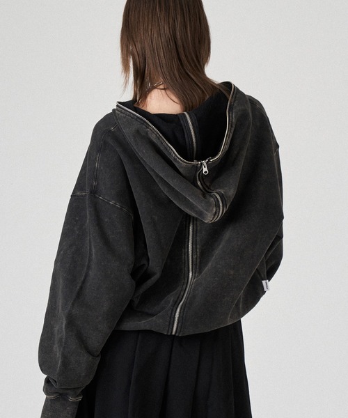 「WISH FOR EVER」 ジップアップパーカー LARGE ブラック メンズ_画像8