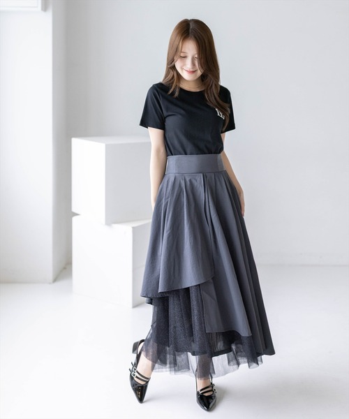 CLEAR BASIC ロング スカート 夏 「低身長対応／サイズ展開あり」ラメ