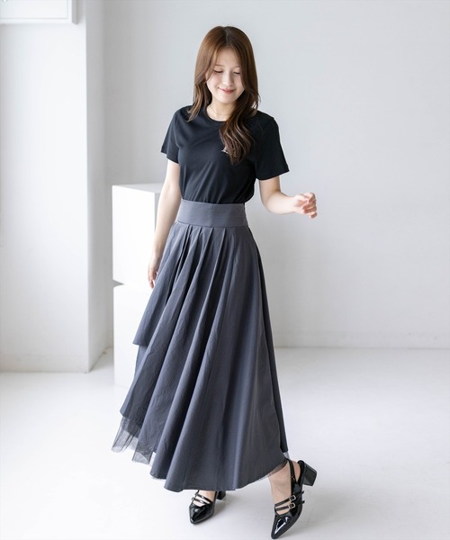 CLEAR BASIC ロング スカート 夏 「低身長対応／サイズ展開あり」ラメ