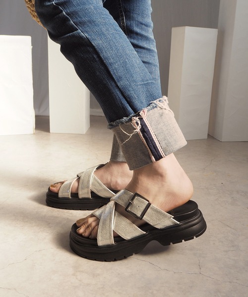「minia」 フラットサンダル S ブラック レディース_画像9
