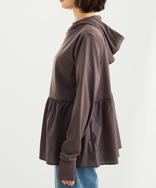 「BELLUNA PLUS」 ジップアップパーカー LARGE ライトグレー レディース_画像9