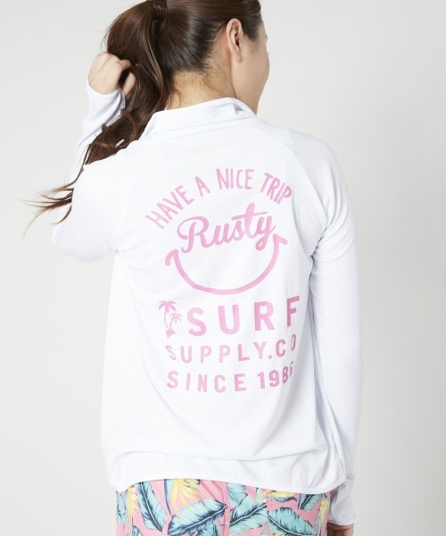 ラッシュガード Rusty レディースラッシュガード 長袖 ジップアップ 水着 Upf50 バックプリント Zozotown Yahoo 店 通販 Yahoo ショッピング