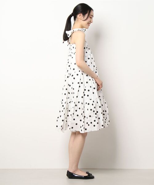 ワンピース 「lissi Boutique」リボンオフショルダードットワンピース 