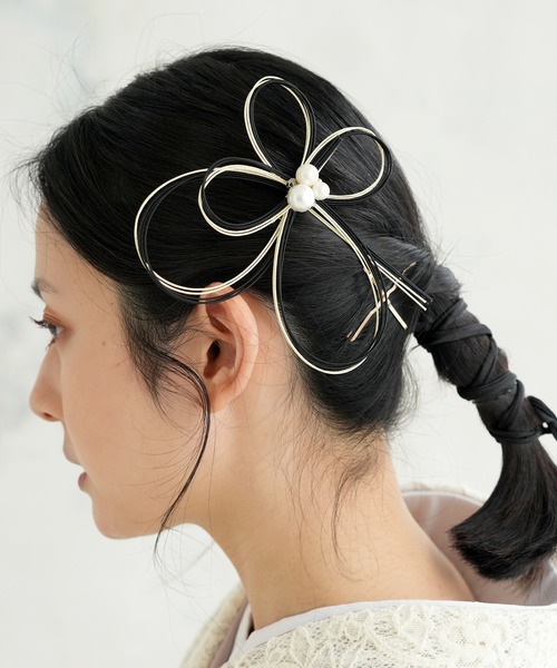 utatane 髪飾り バイカラー水引×ビジュー 日本製 レディース