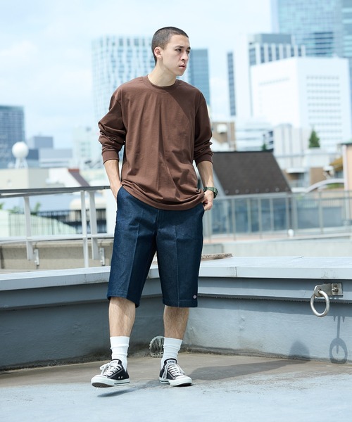 大きいサイズ ディッキーズ デニム ハーフパンツ 丈長め ブルー 40インチ ディッキーズ Dickies ワイドルーズショートパンツ （ブルー
