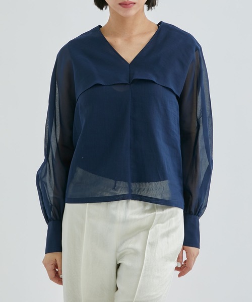 CINOH ブラウス シャツ 「CINOH/チノ」COTTON ORGANDIE V NECK