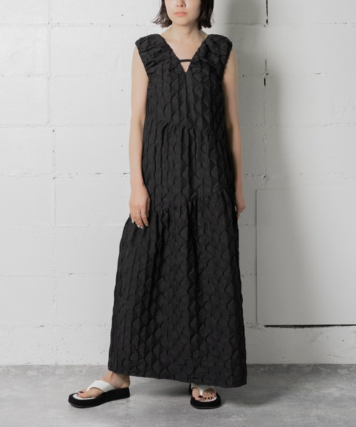 ANOGH ワンピース EMBROIDERED JACQUARD TIERED DRESS : ZOZOTOWN  