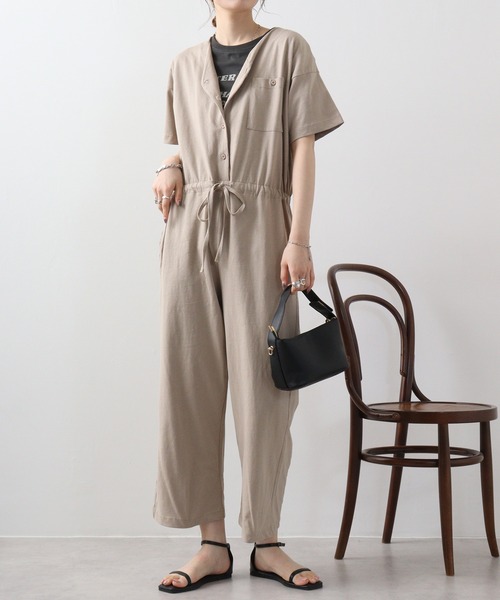atONE サロペット オーバーオール Vネックオールインワンパンツ