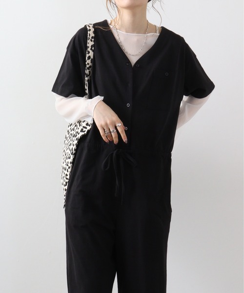 サロペット・オーバーオール・オールインワン V neck all in one atONE サロペット オーバーオール Vネックオールインワンパンツ