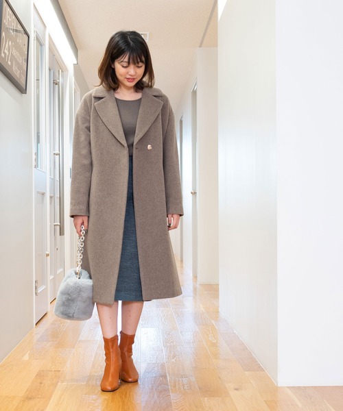 NATURAL BEAUTY BASIC」 チェスターコート MEDIUM ブラウン レディース 