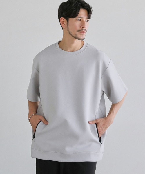 【コットンシルケット】ポンチ クルーネック Tシャツ SPU tシャツ 「セットアップ対応」コットンポンチクルーネック