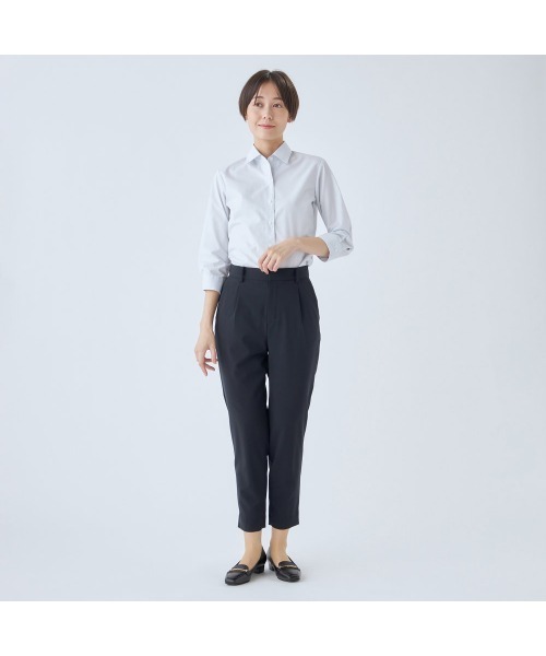 シャツ/ブラウス(長袖/七分) acka / original ribbon blouse レギュラーカラーブラウス【7分袖】【OEKO-TEX】 (ARB23229-75