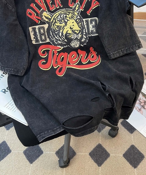 ARCADE tシャツ Tシャツ タイガー プリント クラッシュ ダメージ