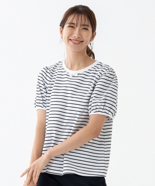 tシャツ 「SONO/ソーノ」パール＆ギャザーパフTEE レディース Sono tシャツ 「SONO/ソーノ」パール＆ギャザーパフTEE