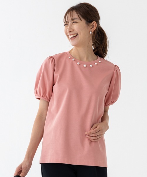 tシャツ 「SONO/ソーノ」パール＆ギャザーパフTEE レディース