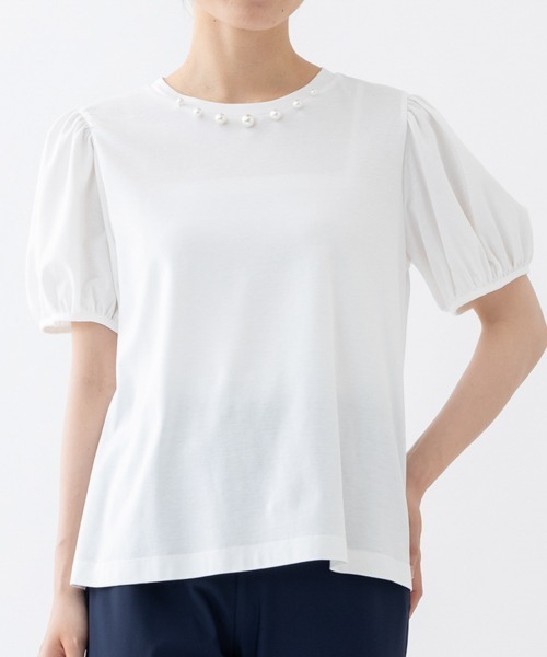 tシャツ 「SONO/ソーノ」パール＆ギャザーパフTEE レディース Sono tシャツ 「SONO/ソーノ」パール＆ギャザーパフTEE