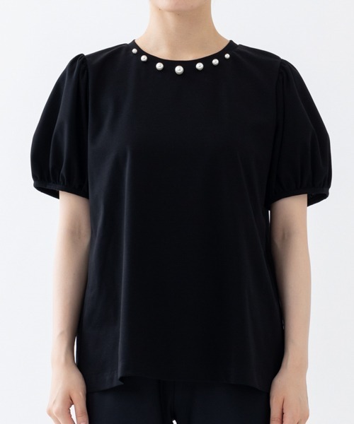 tシャツ 「SONO/ソーノ」パール＆ギャザーパフTEE レディース Sono tシャツ 「SONO/ソーノ」パール＆ギャザーパフTEE
