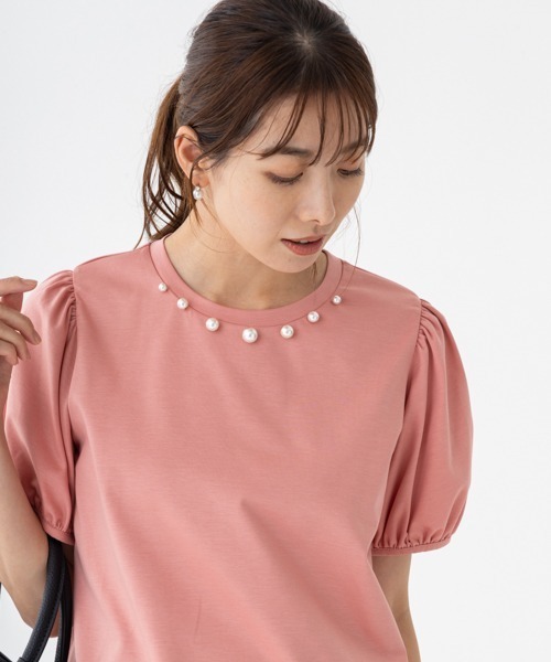 tシャツ 「SONO/ソーノ」パール＆ギャザーパフTEE レディース Sono tシャツ 「SONO/ソーノ」パール＆ギャザーパフTEE