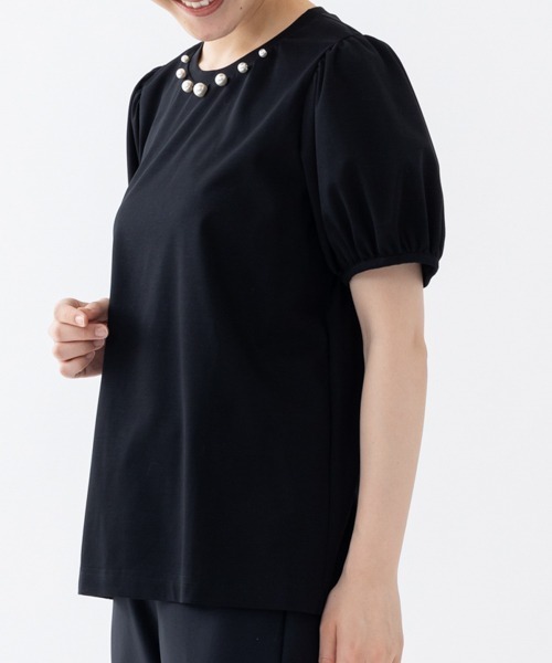 tシャツ 「SONO/ソーノ」パール＆ギャザーパフTEE レディース Sono tシャツ 「SONO/ソーノ」パール＆ギャザーパフTEE