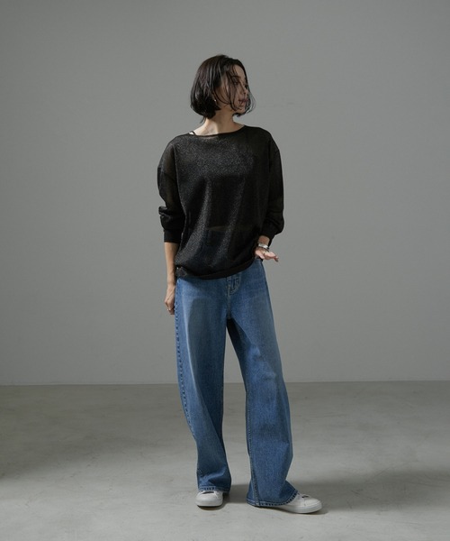 SALON adam et rope' tシャツ シアーラメビスチェセットプル