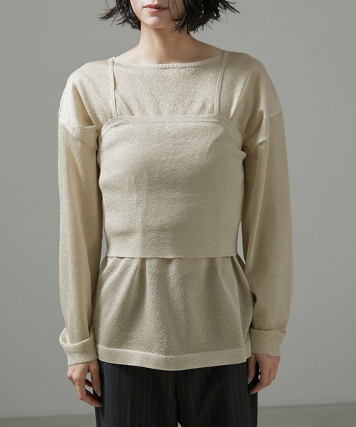 SALON adam et rope' tシャツ シアーラメビスチェセットプル
