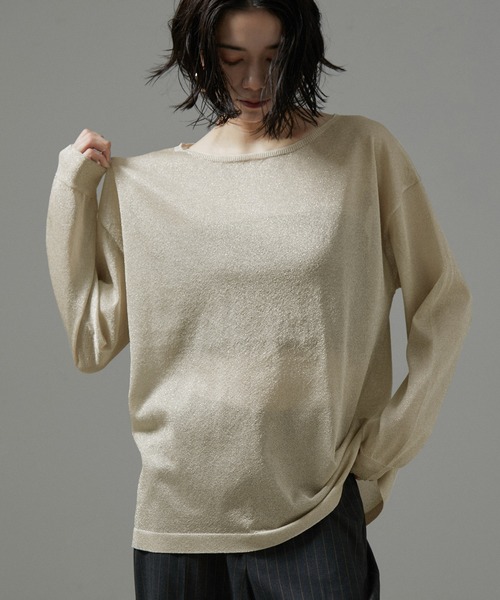 tシャツ シアーラメビスチェセットプルオーバー「洗える」 レディース SALON adam et rope' tシャツ シアーラメビスチェセットプル
