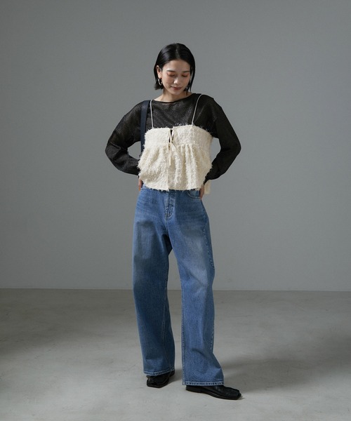 SALON adam et rope' tシャツ シアーラメビスチェセットプル