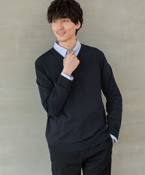 トレンド 人気 メンズ Vネック ニット セーター シンプル GLOBAL WORK セーター ニット アンチピリングニット/Vネック