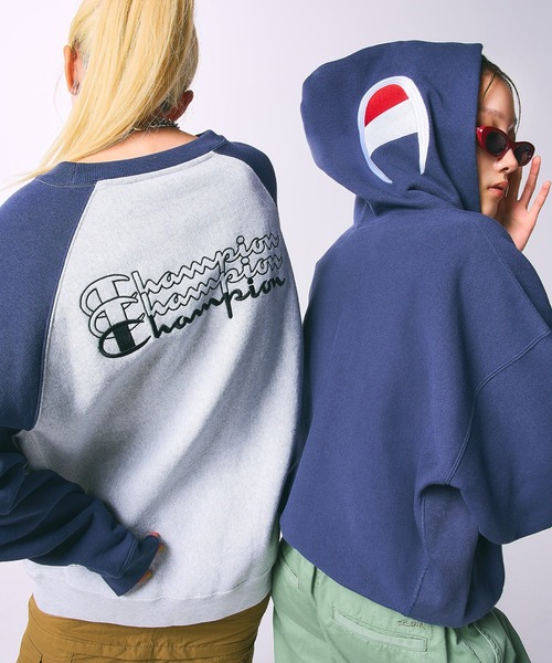 スウェット X-girl x Champion REVERSE WEAVE R RAGLAN SWEAT TOP 
