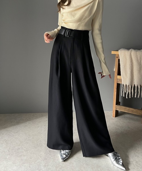 classicalelf スラックス パンツ ウエストベルトが目を惹く