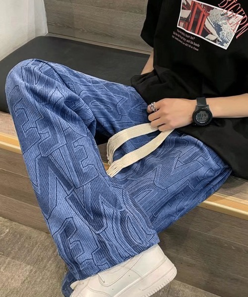 ArgueCulture変型ライン ワイドパンツ メンズ 韓国風 AsaAura スラックス ロゴパンツ メンズ ワイドパンツ 韓国風