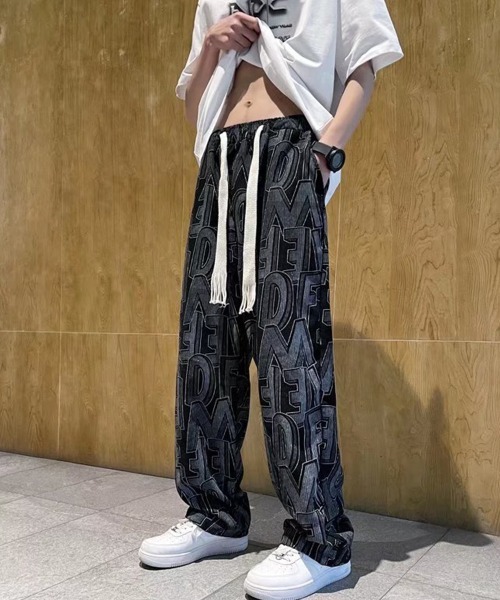 Argue Culture ワイドパンツスラックスベルト付き金属ロゴ落ち感 BELTED PLEATED WIDE-LEG TROUSERS ベルト付きプリーツワイド