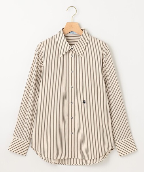ブラウス シャツ STRIPED SHIRRING SHIRT レディース 組曲 ブラウス シャツ コンパクトシャーティング ストライプ