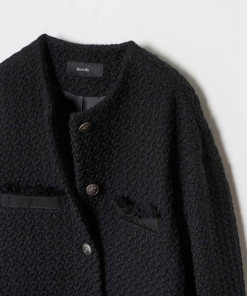 【美品】allureville ロービングツイードショートコート　ブラック ロービングツイードショートコート | アルアバイル(allureville