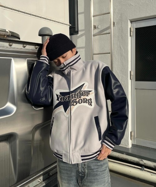 younger song スタジャンMサイズ Younger Song スタジャン melton track stadium jumper メンズ