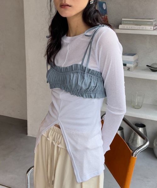 FUULLY STUDIO tシャツ シアースリットロングスリーブトップス
