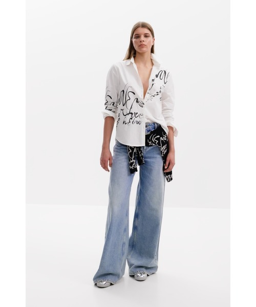 ブラウス シャツ インク文字のシャツ レディース Desigual ブラウス シャツ インク文字のシャツ レディース