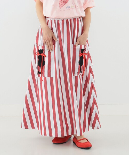 mmts beams 猫いっぱい　スカート mmts スカート 黒猫ストライプ : ZOZOTOWN Yahoo!店 - 通販
