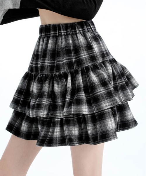 スカート チェック柄 ティアード ミニスカート : ZOZOTOWN Yahoo!店