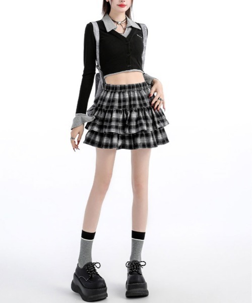 スカート チェック柄 ティアード ミニスカート : ZOZOTOWN Yahoo!店
