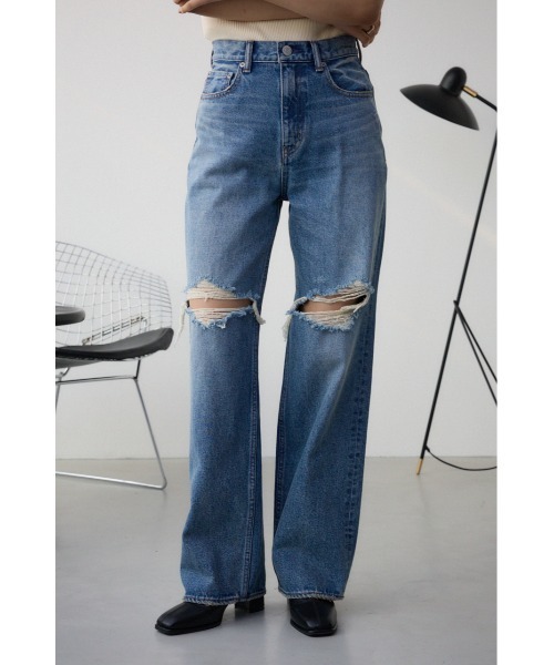 MOUSSY ダメージ加工デニムパンツ 26 AZUL BY MOUSSY ジーンズ デニム デニムパンツ DENIM ダメージ
