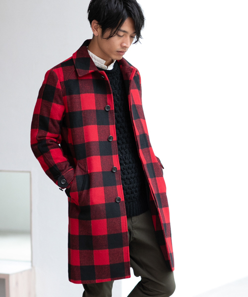 CAMBIO（カンビオ） ステンカラーコート L レッド メンズ : ZOZOTOWN