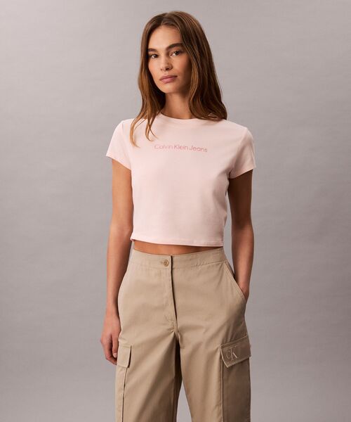 tシャツ メタ CK ベビーTシャツ レディース セール】メタ CK ベビーTシャツ（Tシャツ/カットソー）｜Calvin