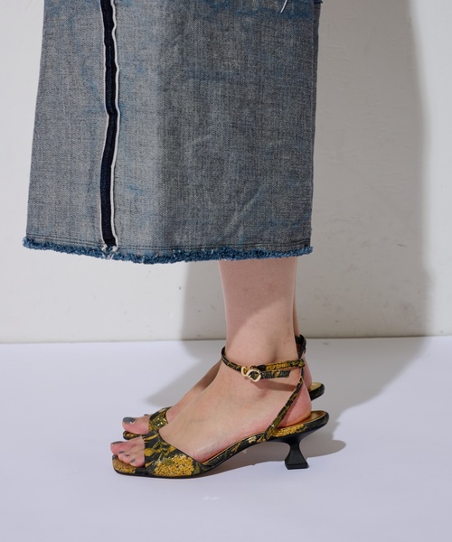 LE TALON GRISE オブリークアンクルストラップサンダル ブラック M LE TALON サンダル GRISE5cmオブリークアンクルストラップ