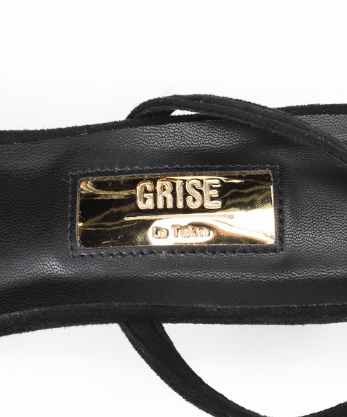 LE TALON GRISE オブリークアンクルストラップサンダル ブラック M セール】GRISE5cmオブリークアンクルストラップサンダル