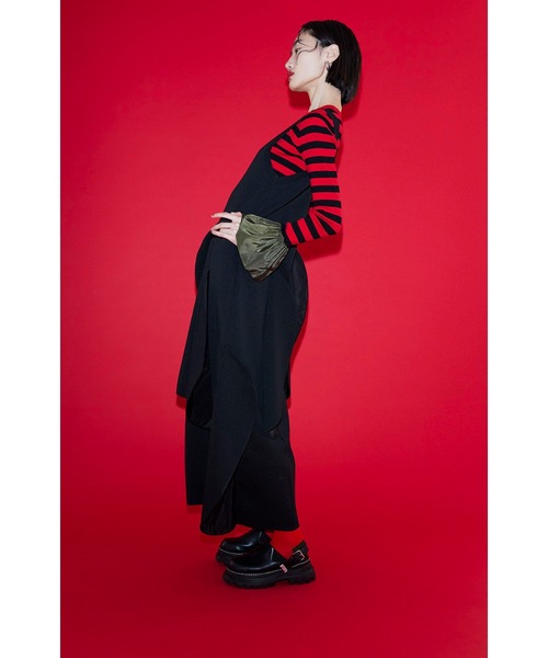 OMMO（オーエムエムオー） ワンピース CIRCLE LAYERED DOCKING KNIT OP