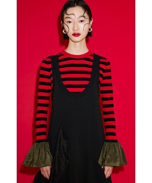 OMMO（オーエムエムオー） ワンピース CIRCLE LAYERED DOCKING KNIT OP